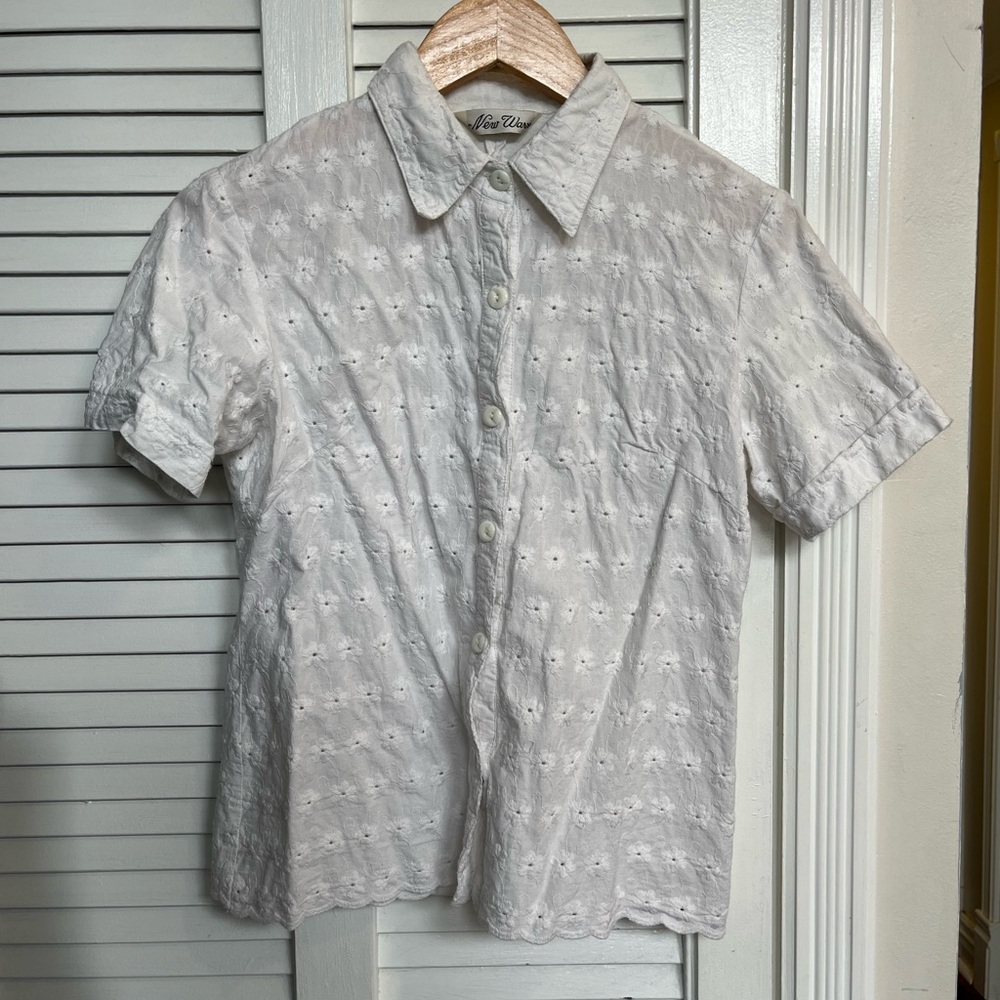 Vintage Floral White Button Down Shirt